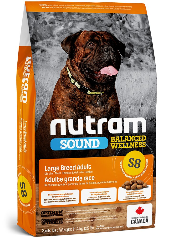 M333 - Nourriture pour chiens adultes de grandes races au poulet - Nutram Sound S8
