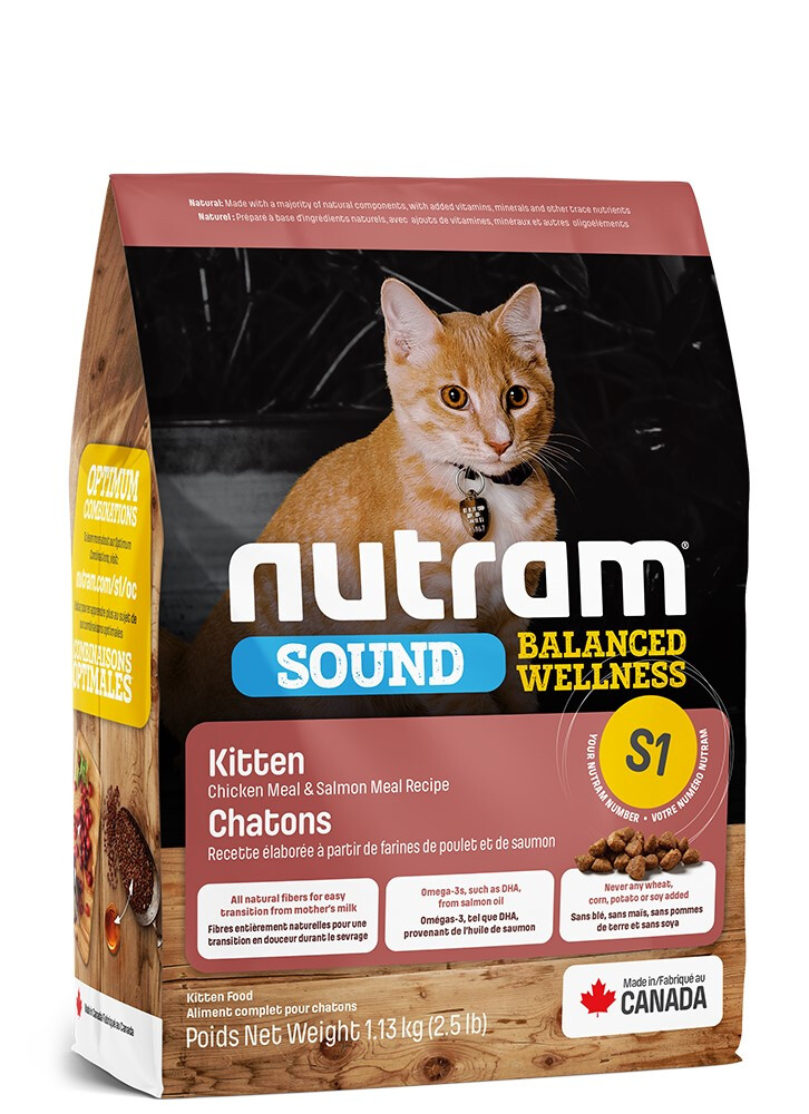 M650 - Nourriture pour chatons au poulet et saumon - Nutram Sound S1
