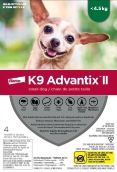 Gouttes anti-puces et tiques K9 Advantix II pour chiens de 4,5 kg et moins - Elanco