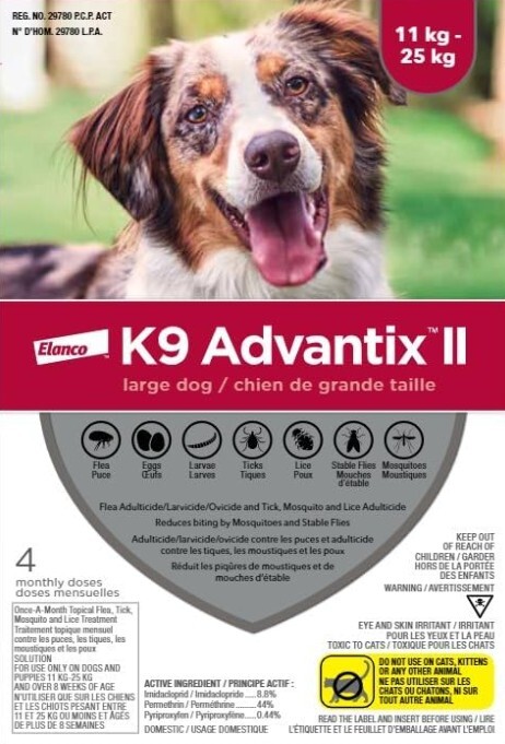 Ps954 - Gouttes anti-puces et tiques K9 Advantix II pour chiens de 11 kg à 25 kg - Elanco