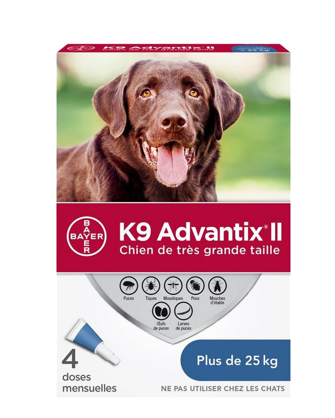 Ps956 - Gouttes anti-puces et tiques K9 Advantix II pour chiens de 25 kg et plus - Elanco