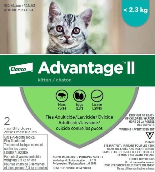 Ps960 - Gouttes anti-puces Advantage II pour chatons de 2.3 kg et moins - Elanco
