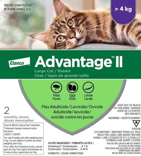 Ps964 - Gouttes anti-puces Advantage II pour chats de 4 kg et plus - Elanco