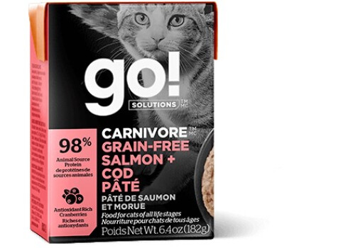 Nourriture en boîte pâté de saumon et morue pour chats - Go ! Carnivore