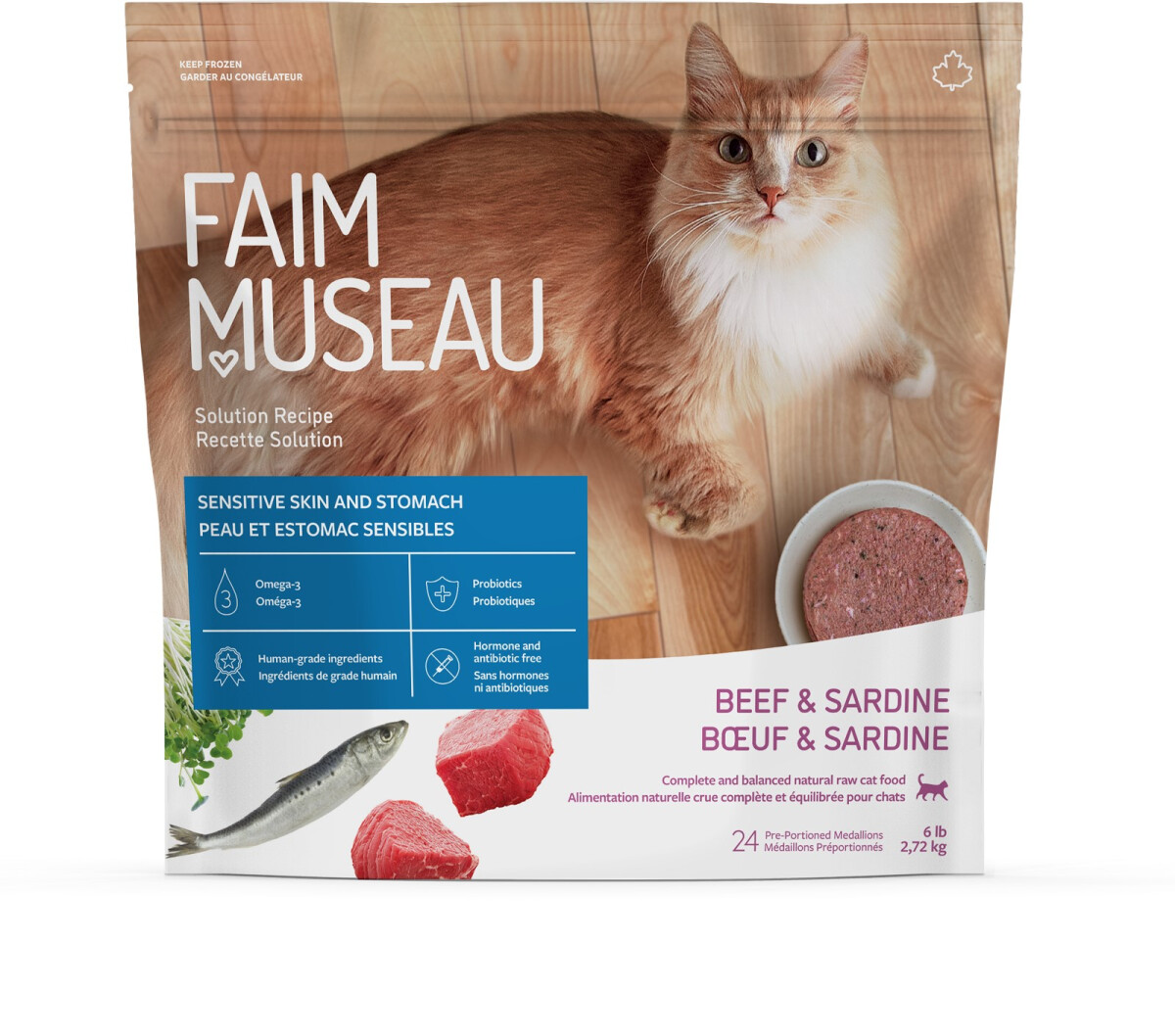 Fm316 - Nourriture crue recette solution bœuf & sardine pour chats - Faim Museau