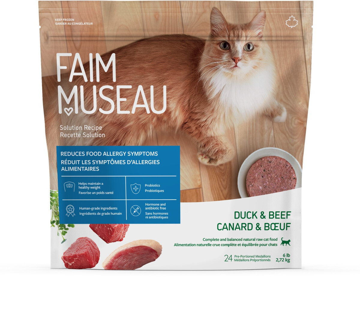 Fm326 - Nourriture crue pour chats recette solution canard et boeuf - Faim Museau