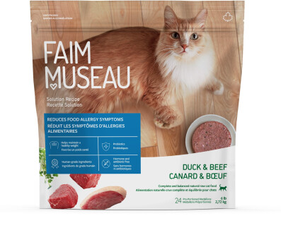 Nourriture crue recette solution canard & bœuf pour chats - Faim Museau