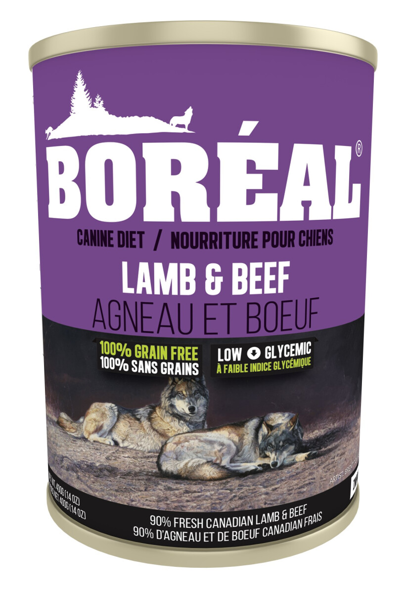 Br4553 - Nourriture en boîte à l'agneau et boeuf sans grains pour chiens - Boréal