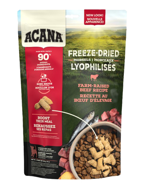 On910 - Nourriture lyophilisée au boeuf en morceaux pour chiens - ACANA