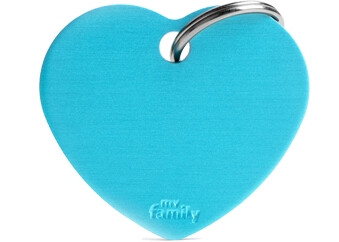 Tg1018 - Médaille pour animaux grand coeur bleu clair - MyFamily