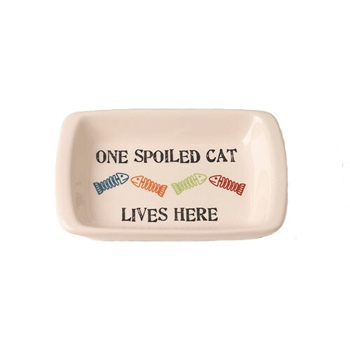 Fd01957 - Plat de Céramique pour Chats One Spoiled Cat Lives Here - Petrageous