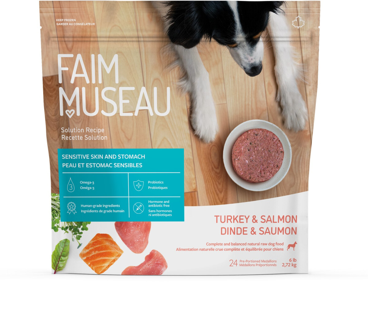 Fm273 - Nourriture crue recette solution dinde & saumon pour chiens - Faim Museau
