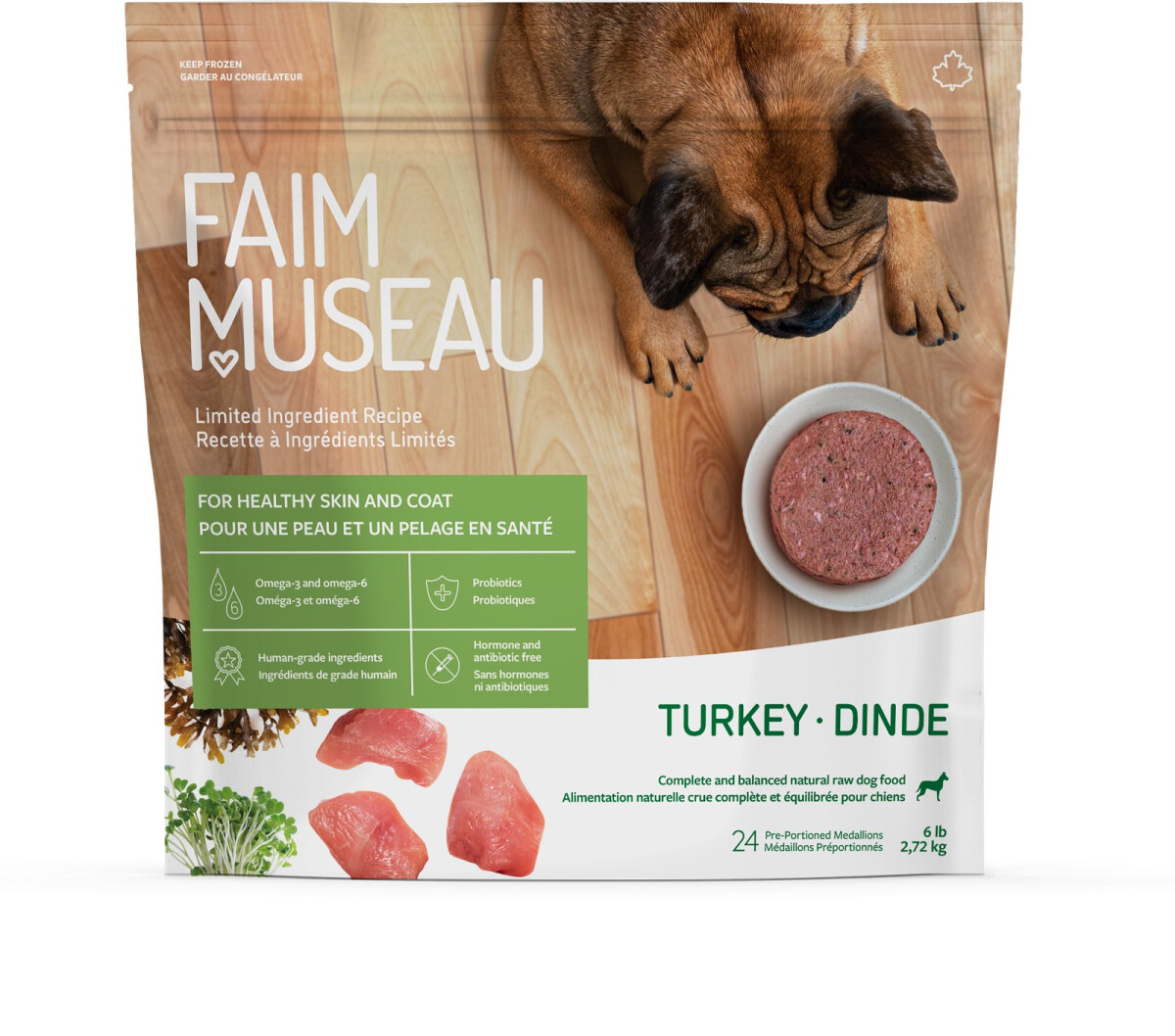 Fm292 - Nourriture crue recette ingrédients limités à la dinde pour chiens - Faim Museau