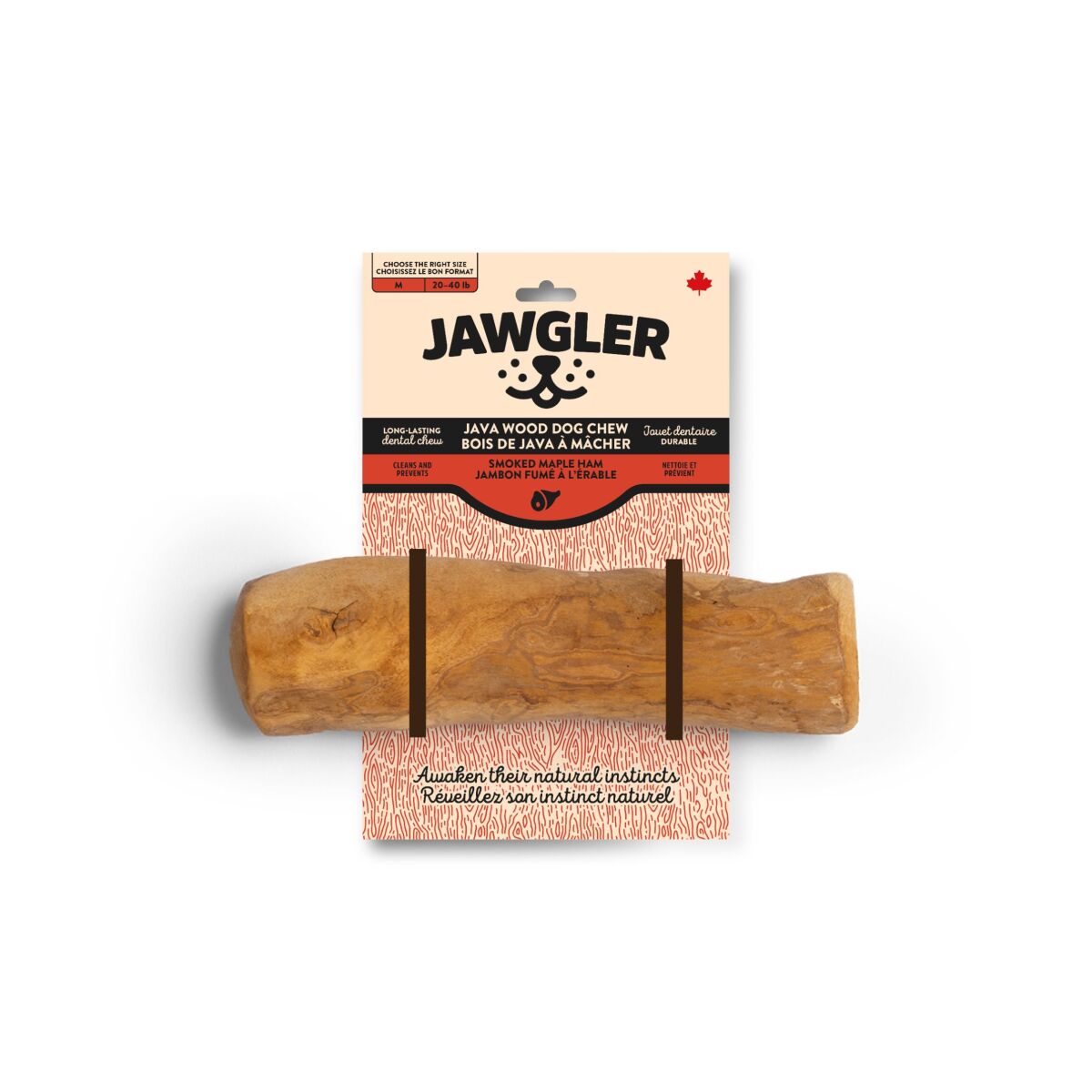 Dt21101 - Bois de Java fumé à l'érable et au jambon pour chiens - Jawgler