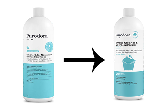 Neutralisant d'odeurs de fumée pour surfaces dures - Purodora Lab