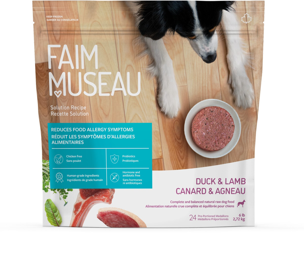 Fm272 - Nourriture crue recette solution canard & agneau pour chiens - Faim Museau