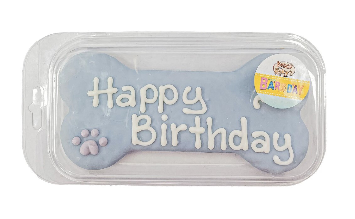 D5800 - Biscuit Happy Birthday bleu pour chiens - Bosco and Roxy's