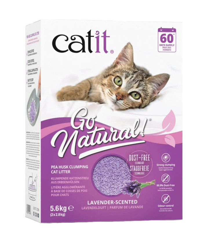 Hg44146 - Litière à bases de cosses de pois à la lavande pour chats - Go Natural