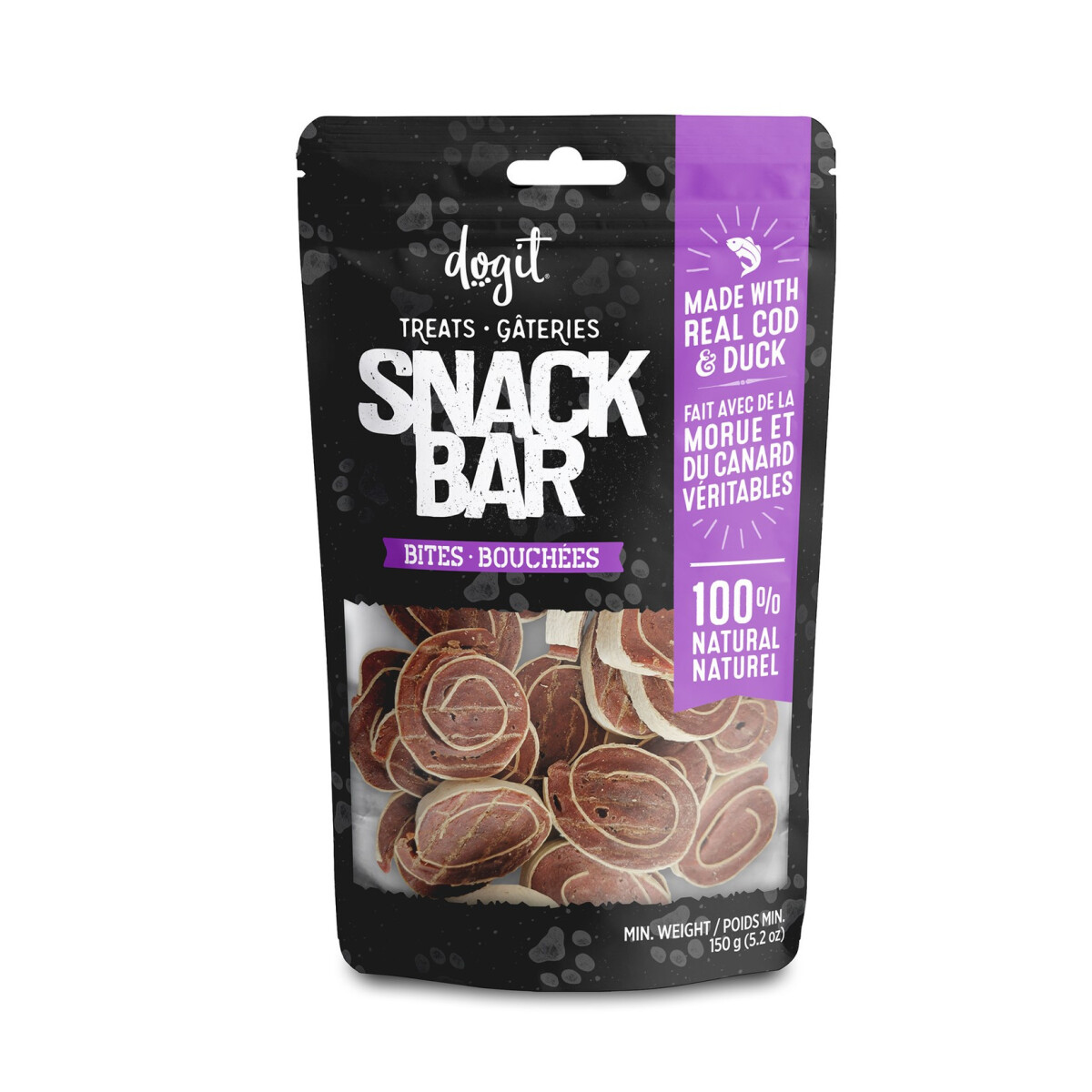 Hg92487 - Gâteries tendres pour chiens au morue et canard - Dogit Snack Bar 