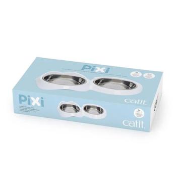 Bols de nourrissage en acier inoxydable double PIXI pour chats - Catit