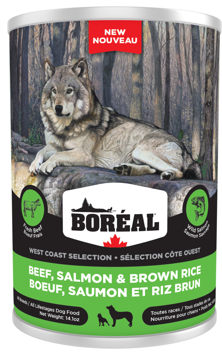 Br4024 - Nourriture en boîte au boeuf et saumon pour chiens - Boréal