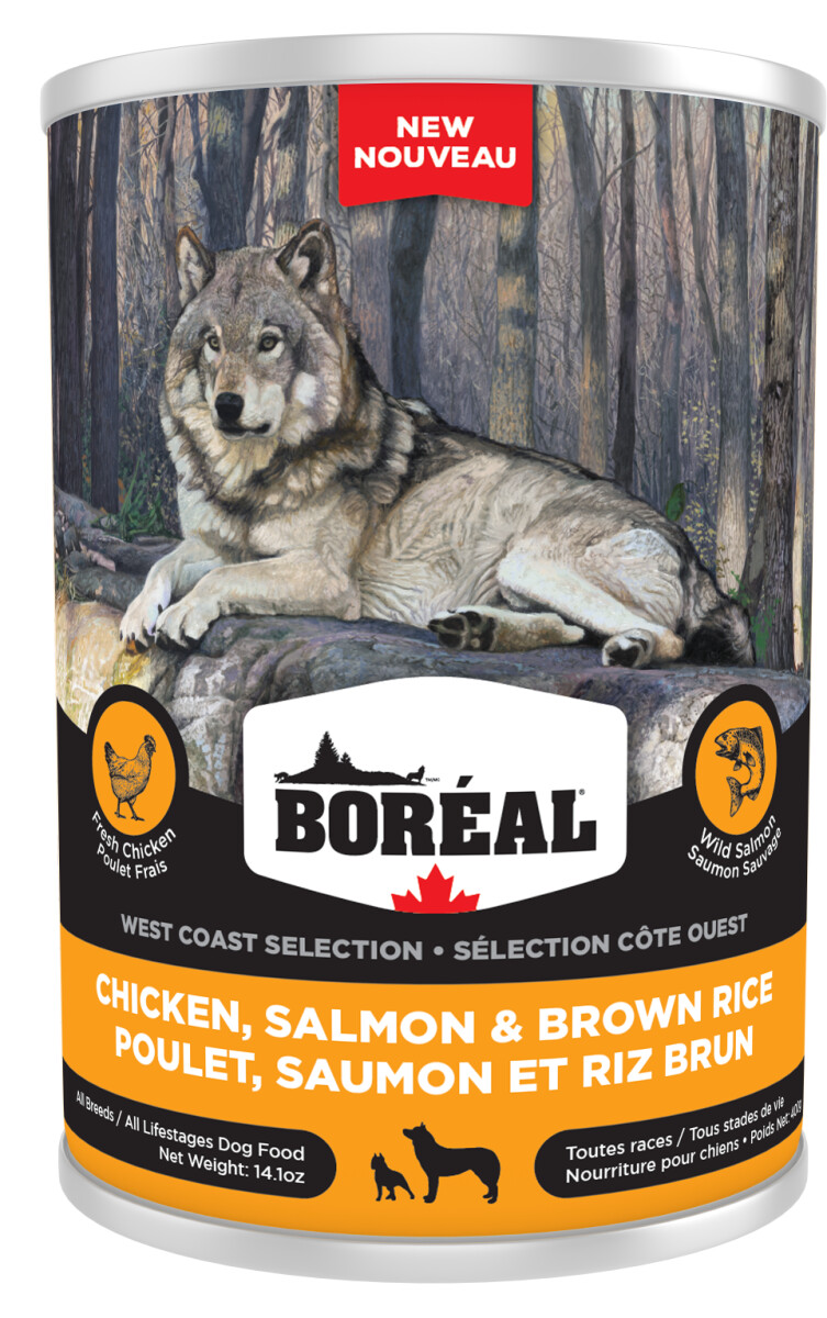Br4026 - Nourriture en boîte au poulet et saumon pour chiens - Boréal