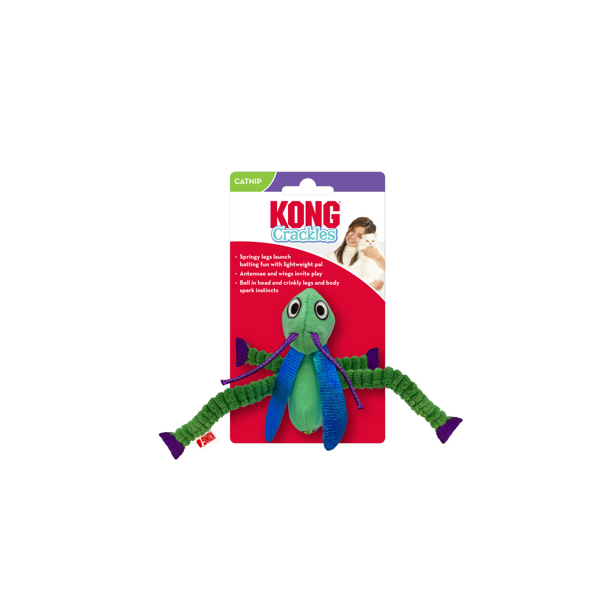 Kg0986 - Peluche en forme de sauterelle avec herbe a chat - Kong