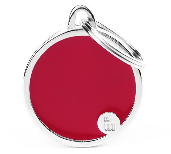 Tg3238 - Médaille pour animaux rond rouge Handmade - MyFamily