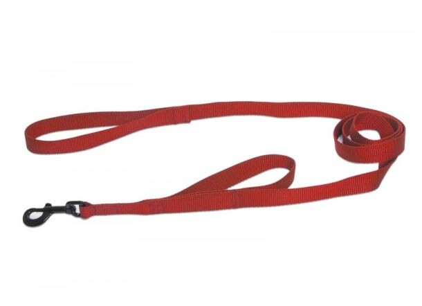 HT12650 - Laisse de Nylon Double Poignée Rouge pour chien - Hunter Brand