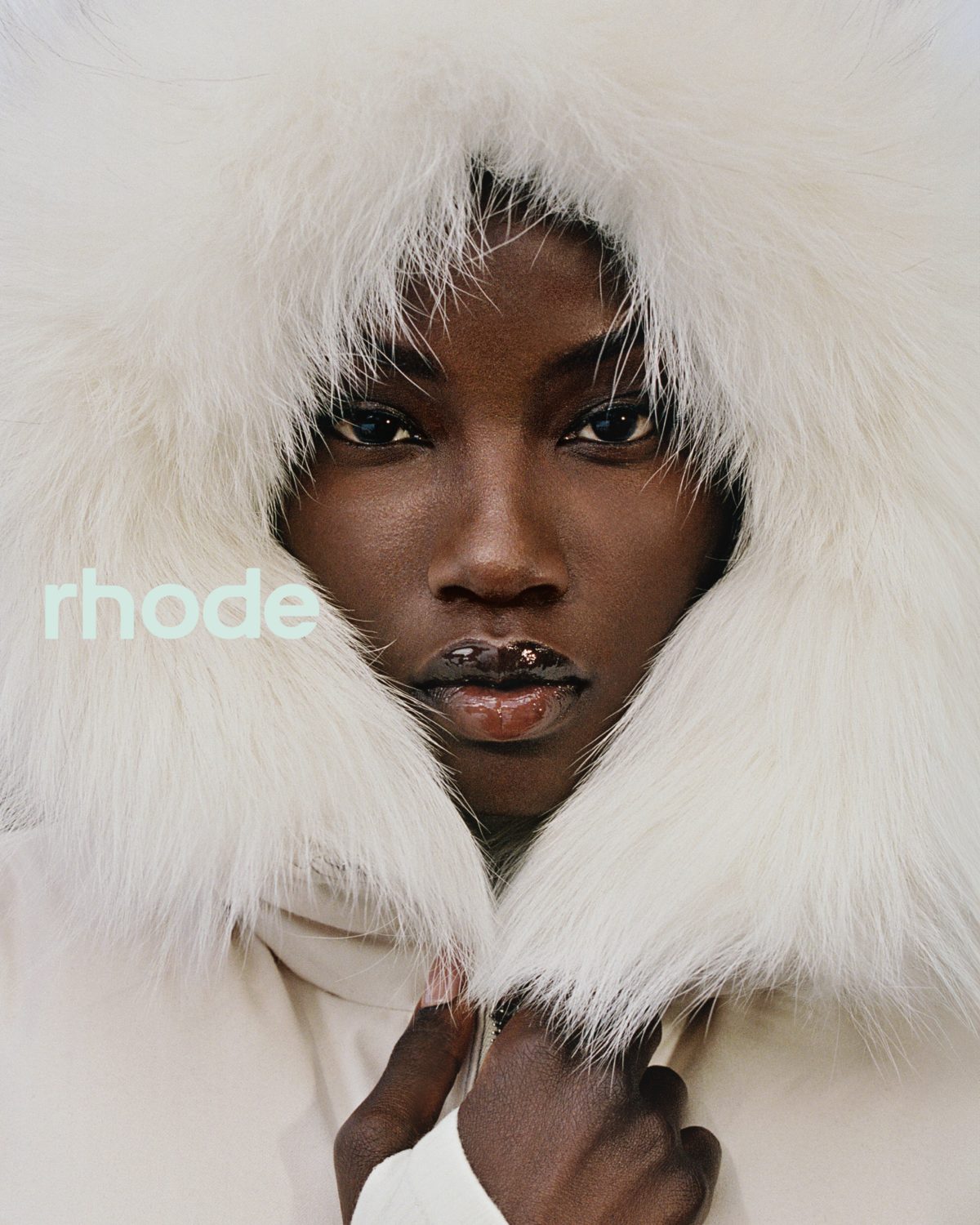 Anok Yai fronts the rhode skincare campaign for Caffeine Reset and Peptide Lip Boost