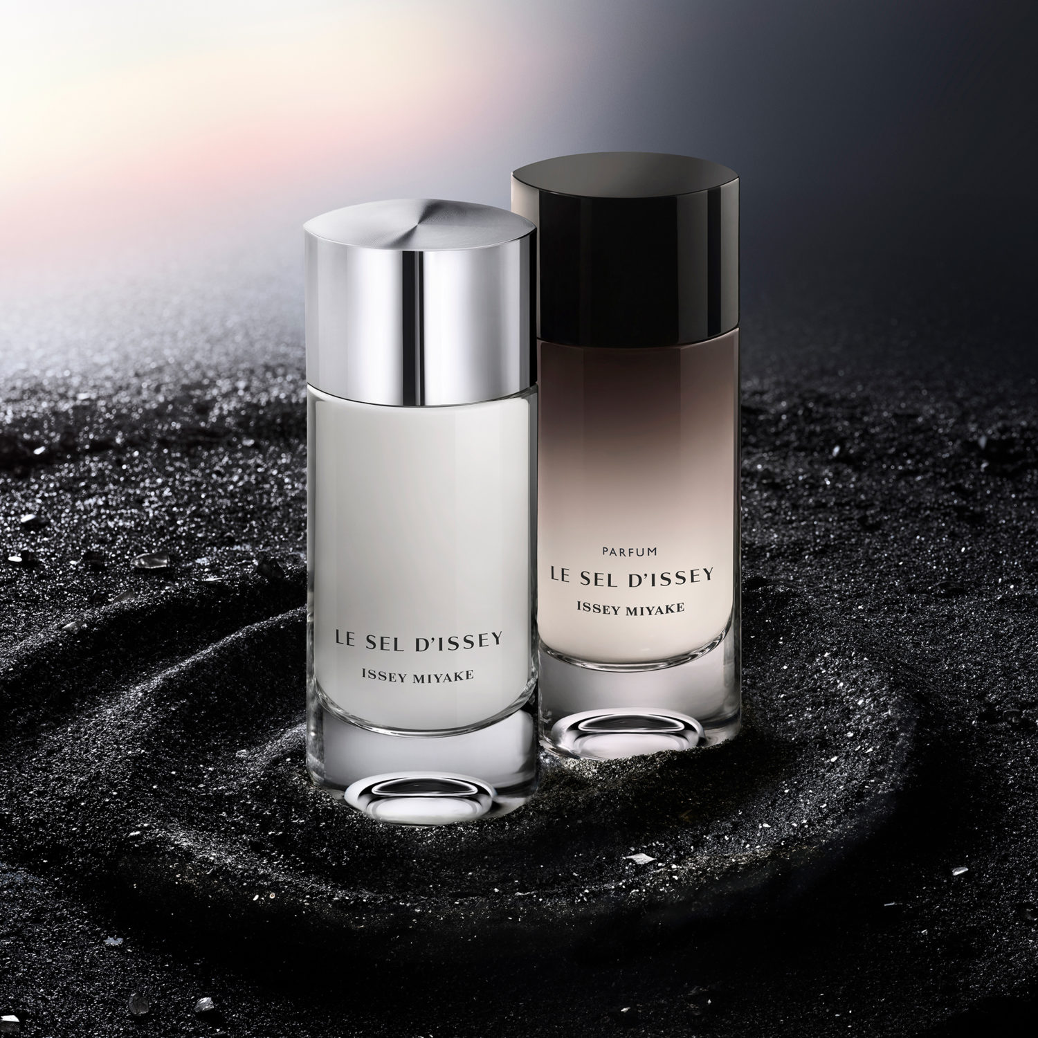 Issey Miyake Le Sel d'Issey Parfum luxury fragrance bottle inspired by black salt crystals