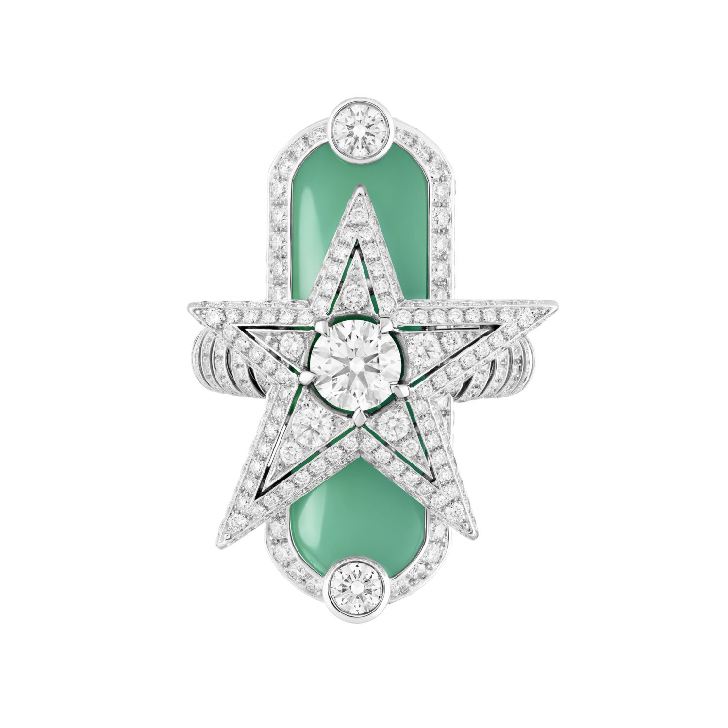 TALISMAN GABRIELLE RING Talisman gabrielle ring in white gold, diamonds and chrysoprase