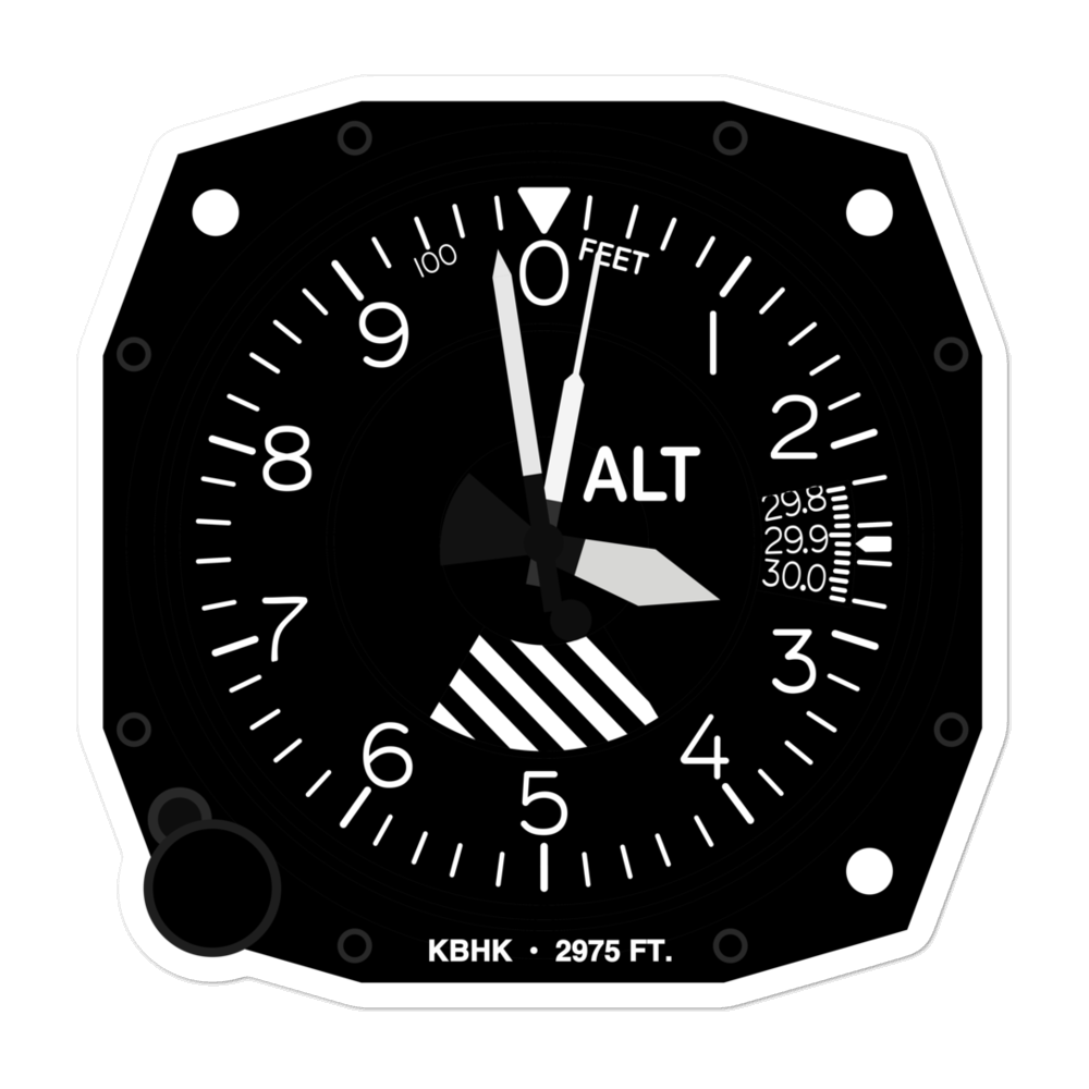 Baker Municipal Airport (KBHK) Altimeter Stickers 