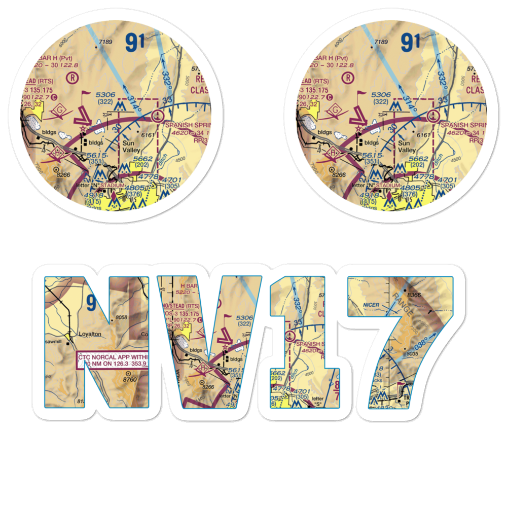 Youngberg Ranch Airport (NV17) VFR Sectional Sticker Pack 