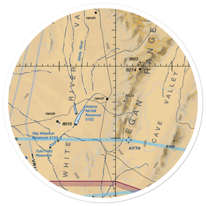 Sunnyside/Kirch Wildlife Mgmt Area Airport (NV07) VFR Sectional Sticker (30 mile)