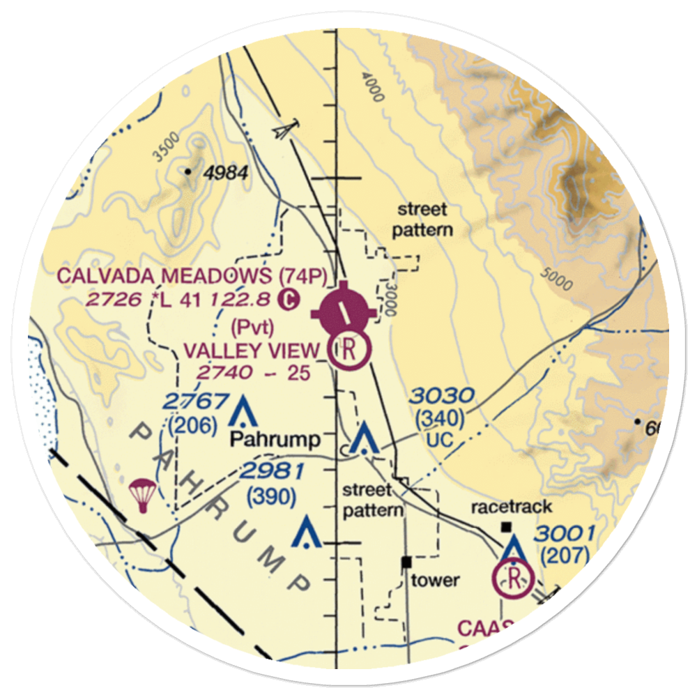Valley View Airport (NV00) VFR Sectional Sticker (20 mile) 
