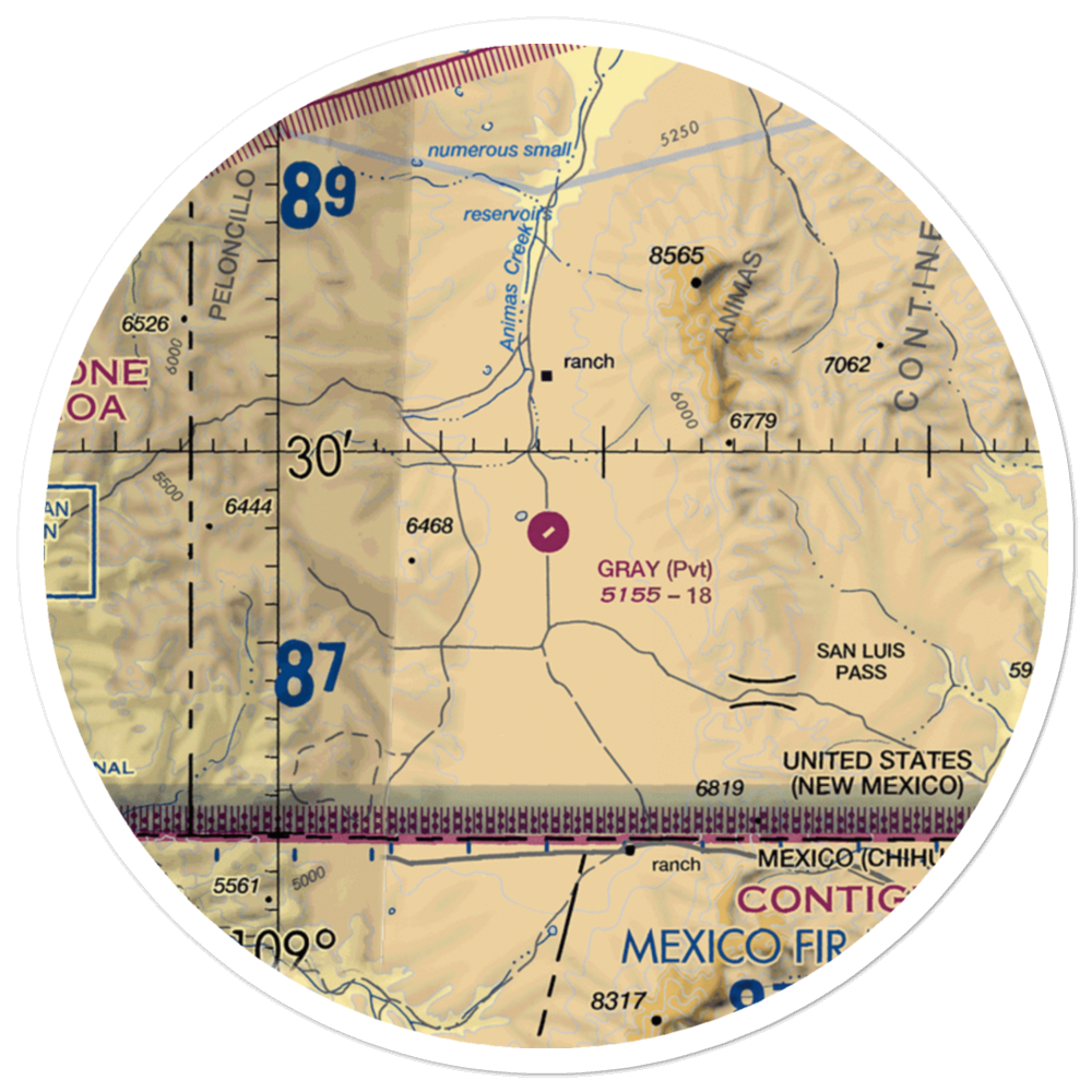 Gray Ranch Airport (NM64) VFR Sectional Sticker (30 mile) 