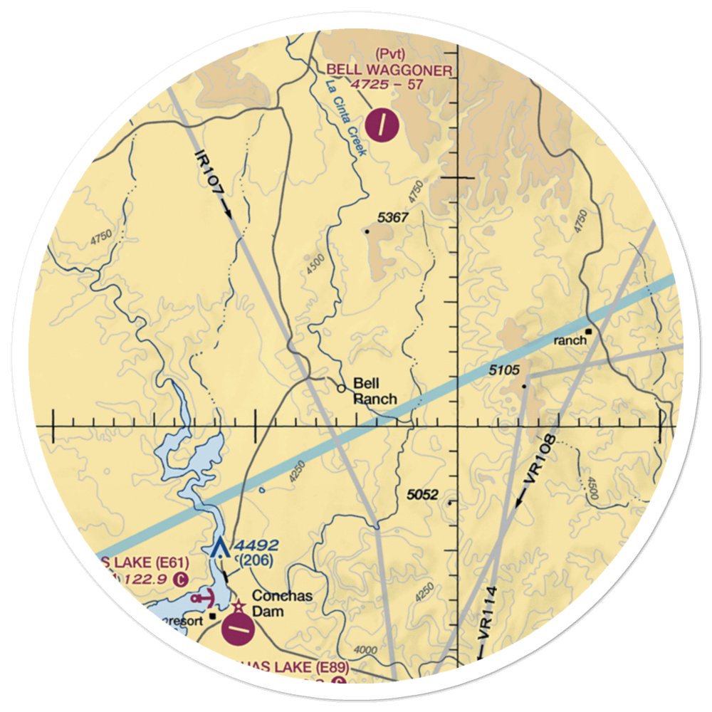 Bell Ranch Headquarters Airport (NM33) VFR Sectional Sticker (30 mile) 