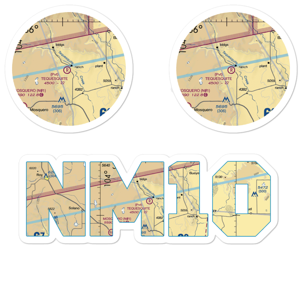 Tequesquite Ranch Airport (NM10) VFR Sectional Sticker Pack 