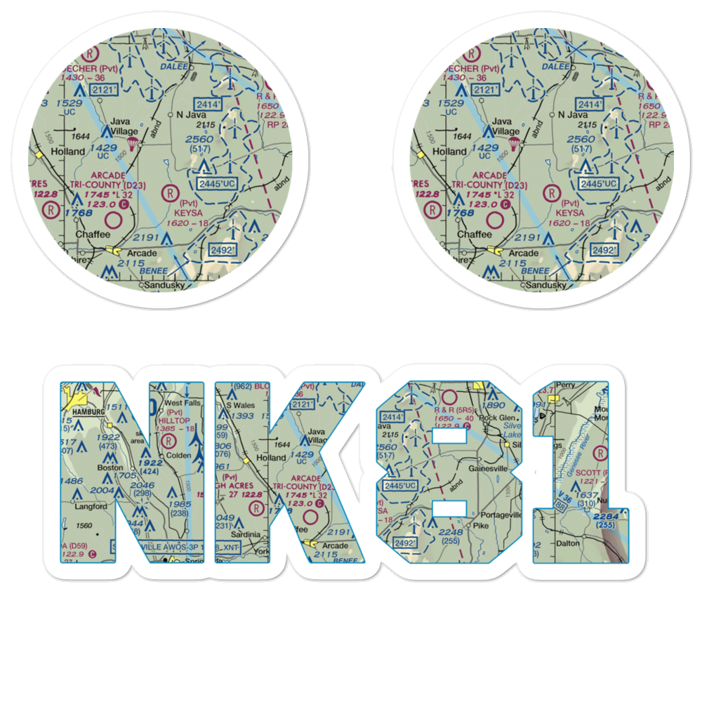 Roberts Roost Airport (NK81) VFR Sectional Sticker Pack 