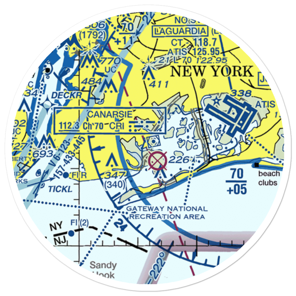 Private Sealanes-Jamaica Bay Seaplane Base (NK30) VFR Sectional Sticker (20 mile) 