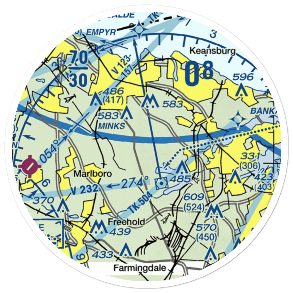 Hop Brook Farm Airport (NJ72) VFR Sectional Sticker (20 mile) 