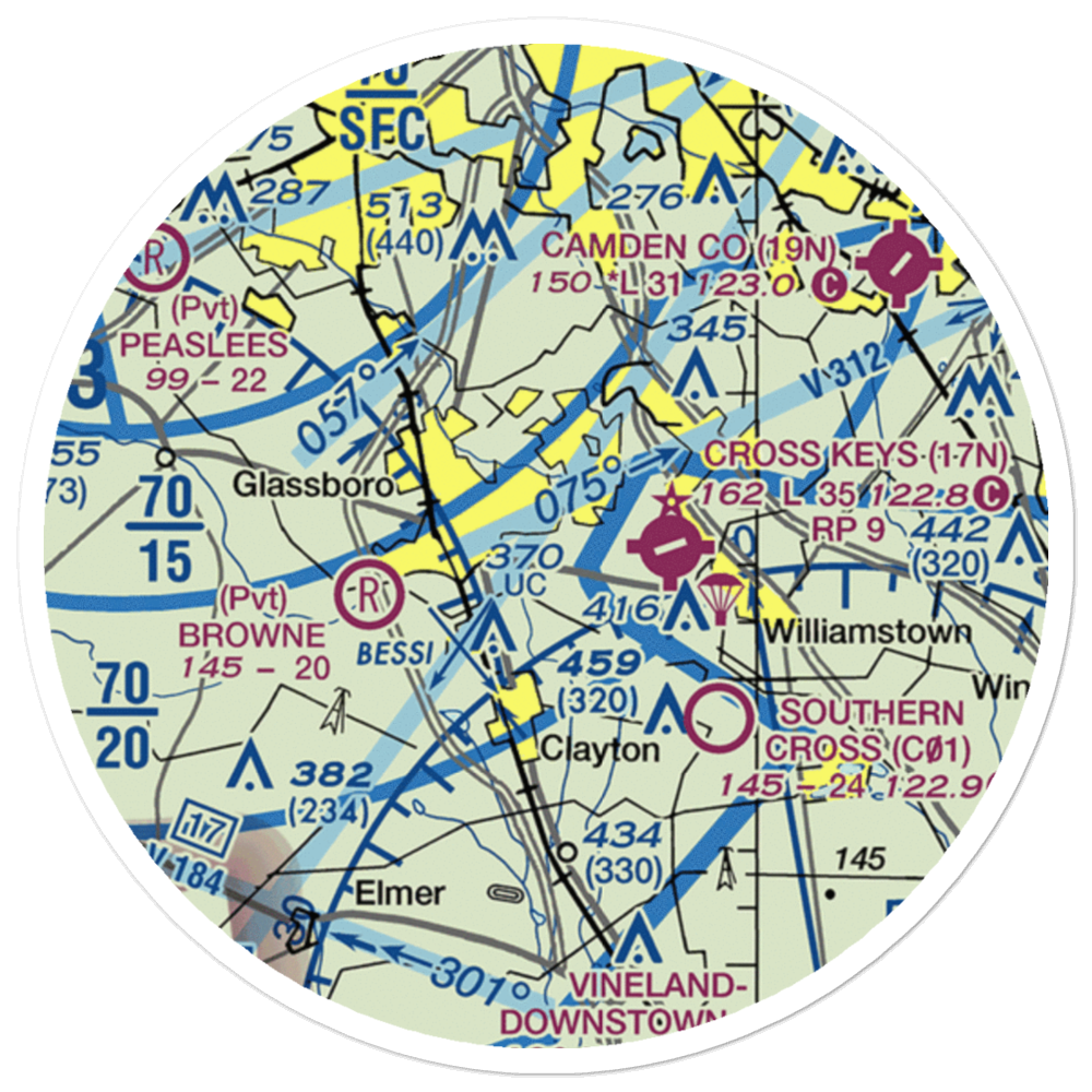 Reeder Airport (NJ64) VFR Sectional Sticker (20 mile) 