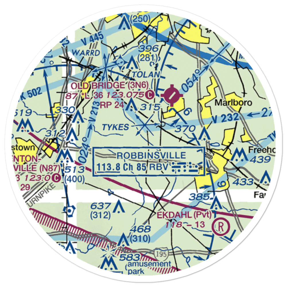 Mar Bar L Farms Airport (NJ46) VFR Sectional Sticker (20 mile) 