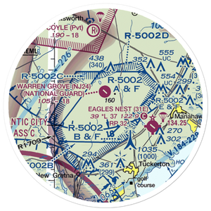 Warren Grove Range Airport (NJ24) VFR Sectional Sticker (20 mile)