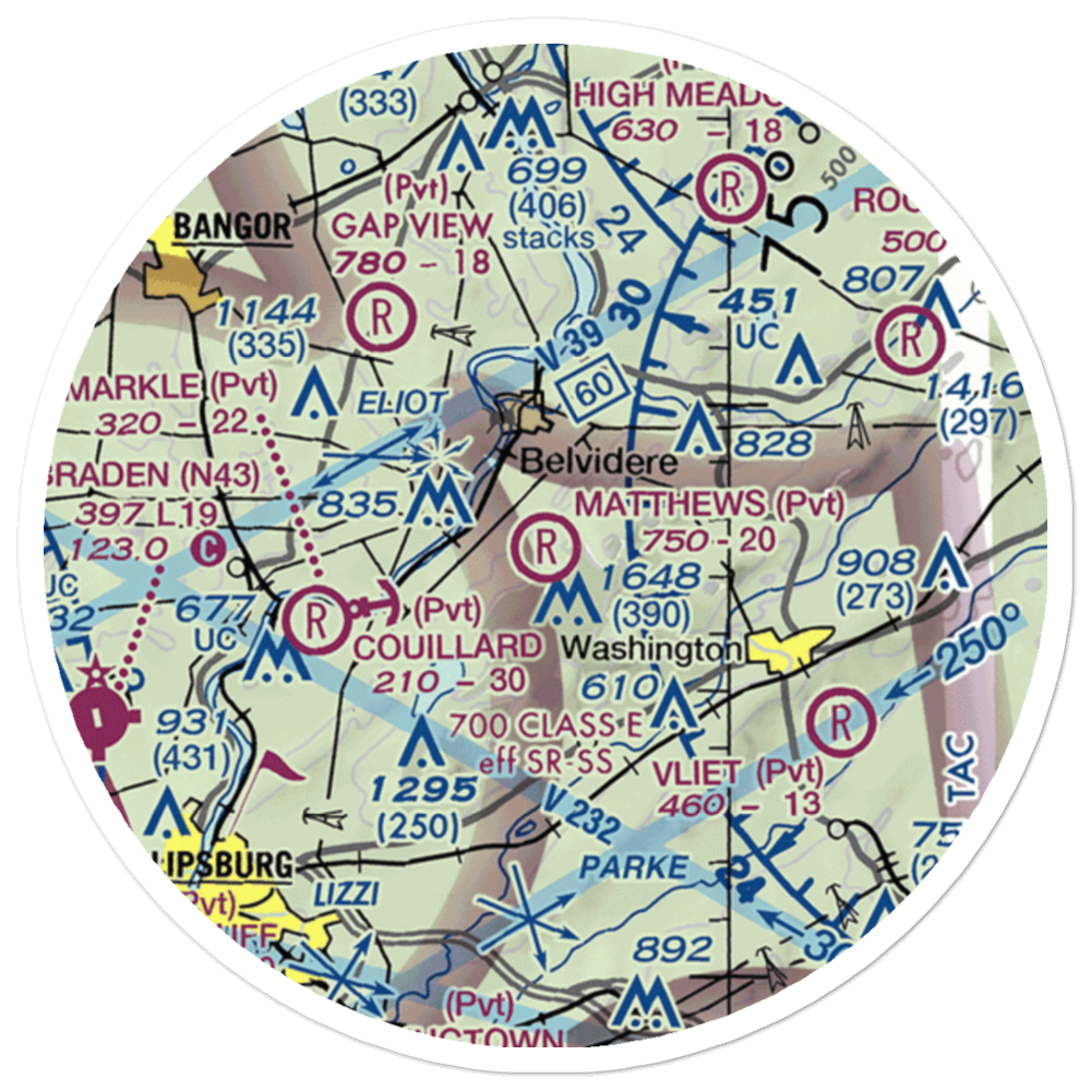 Matthews Airport (NJ09) VFR Sectional Sticker (20 mile) 