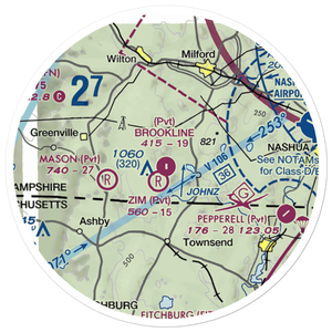 Brookline Airport (NH16) VFR Sectional Sticker (20 mile)