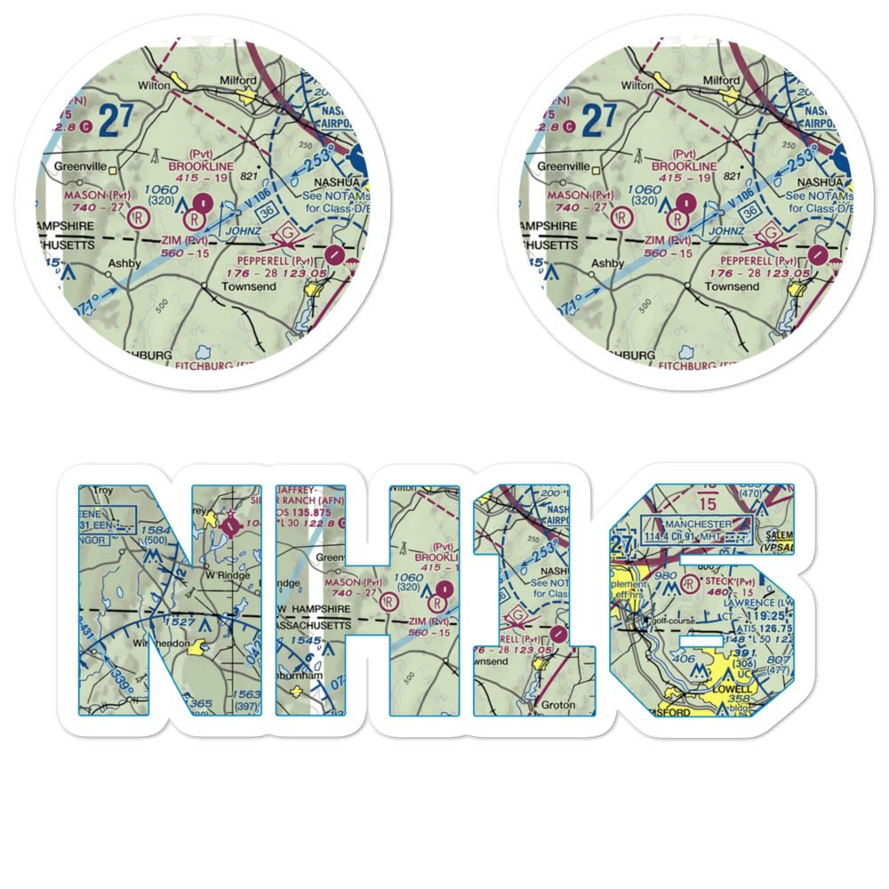 Brookline Airport (NH16) VFR Sectional Sticker Pack 