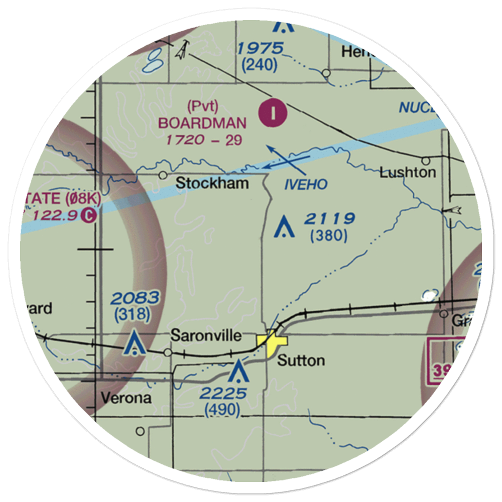 Traudt Airport (NE86) VFR Sectional Sticker (20 mile) 