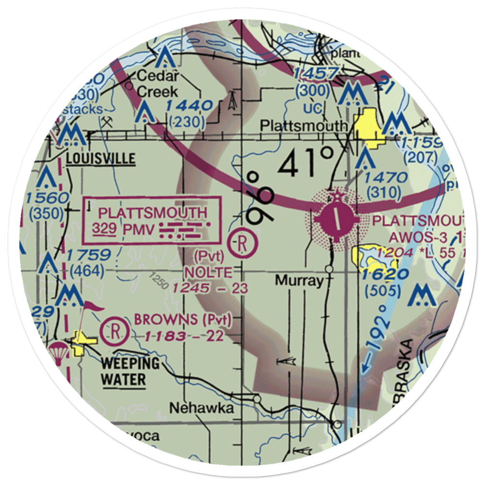 Nolte Farms Airport (NE82) VFR Sectional Sticker (20 mile) 